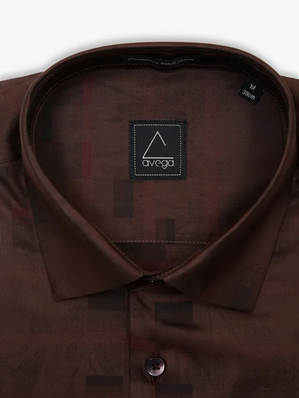 Avega printed cotton shirt in brown
