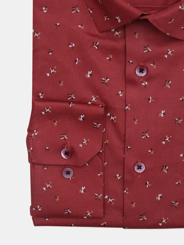 Avega printed maroon cotton shirt for men