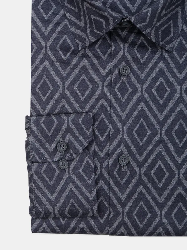 Avega printed navy cotton shirt for men