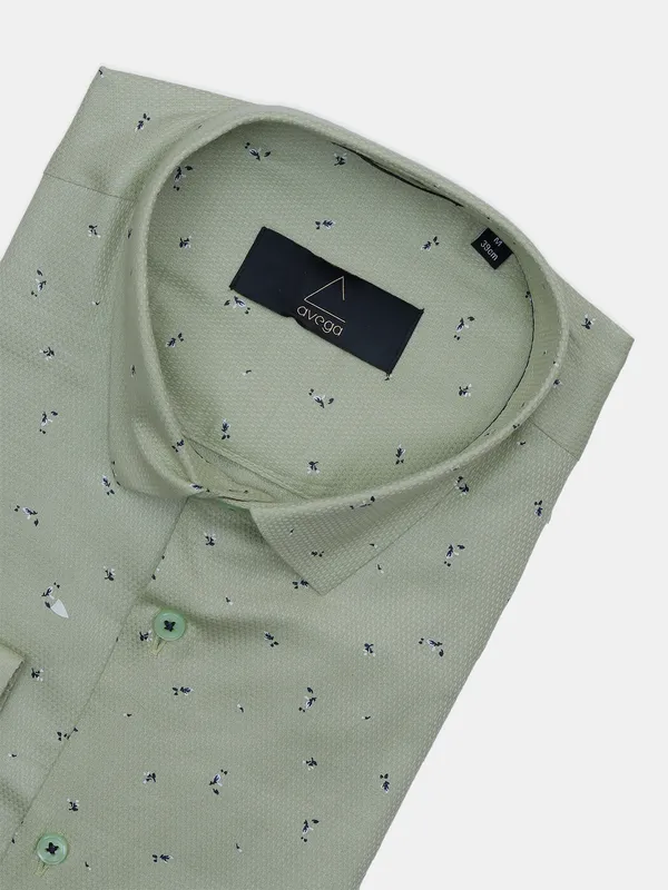 Avega printed pista green cotton party wear shirt