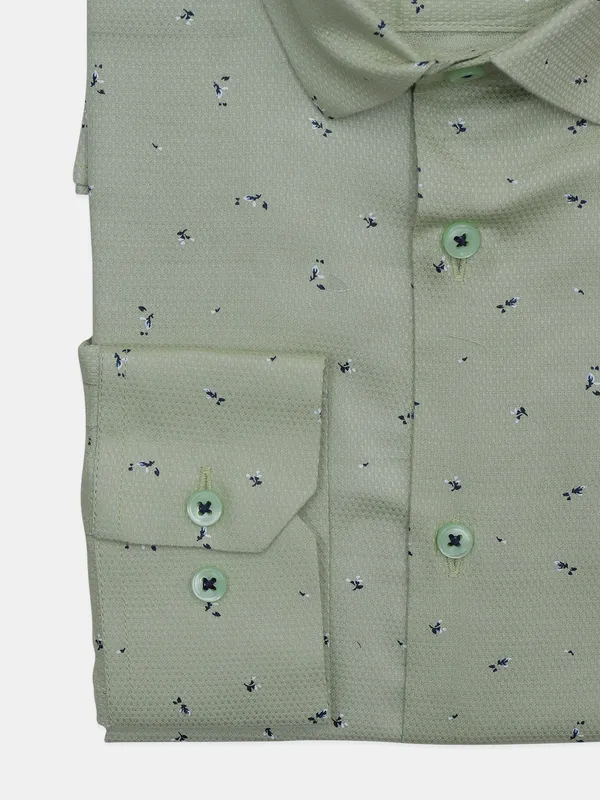 Avega printed pista green cotton party wear shirt