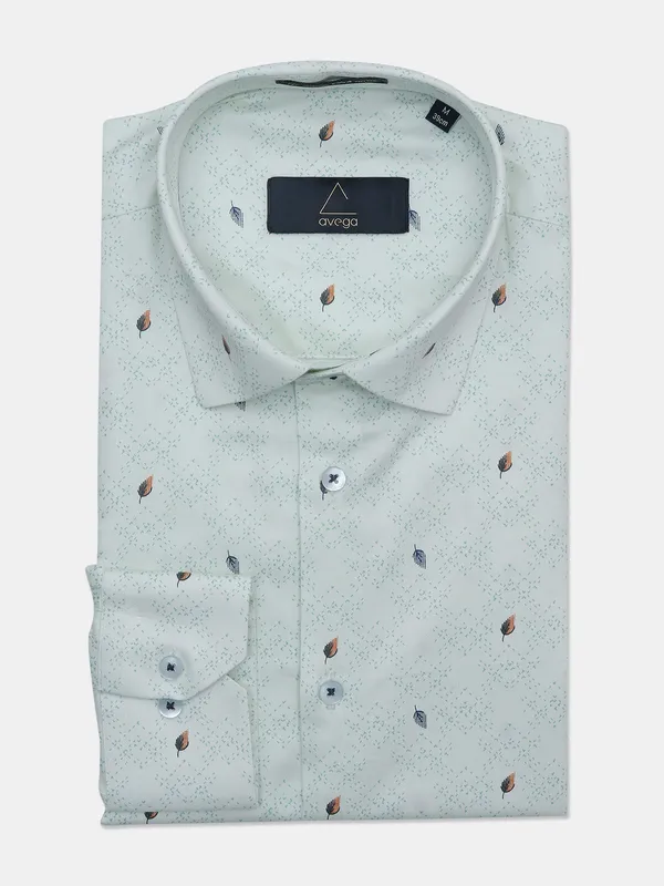 Avega printed pista green cotton shirt for men