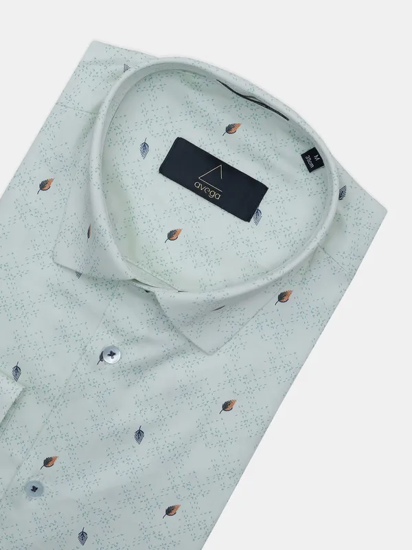 Avega printed pista green cotton shirt for men