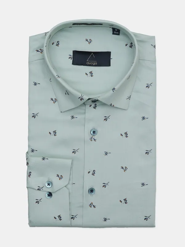 Avega printed pista green party wear men shirt