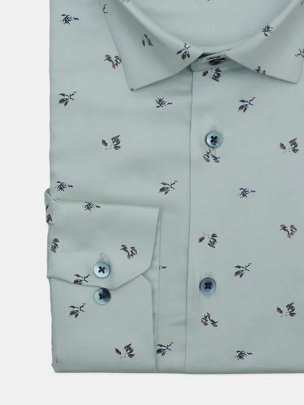 Avega printed pista green party wear men shirt