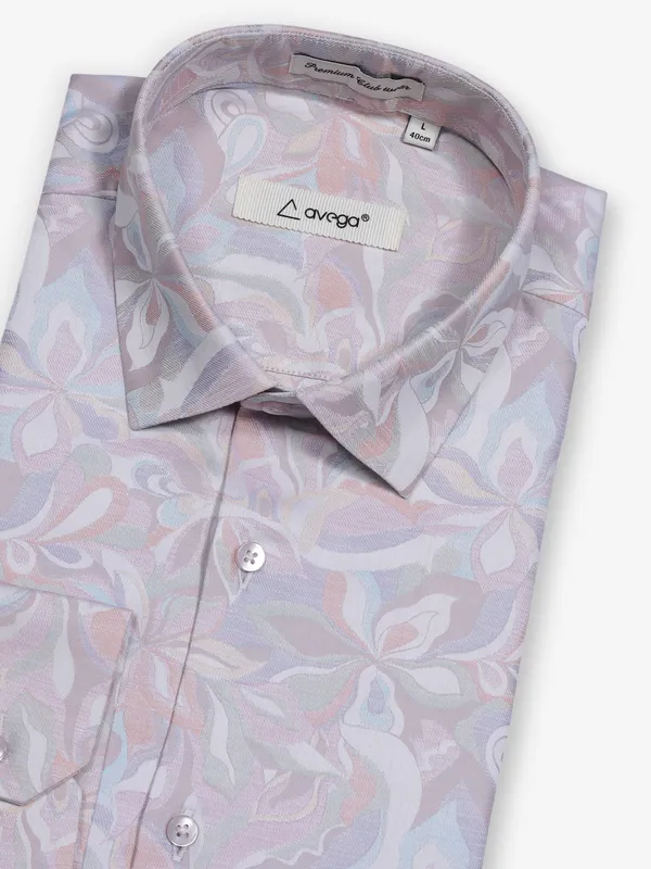 AVEGA printed silver partywear shirt