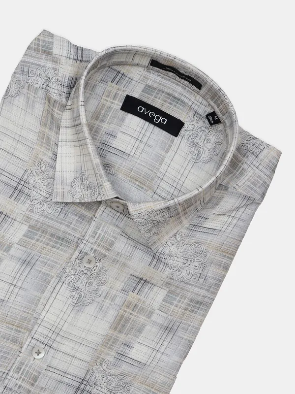 Avega printed white cotton party wear shirt