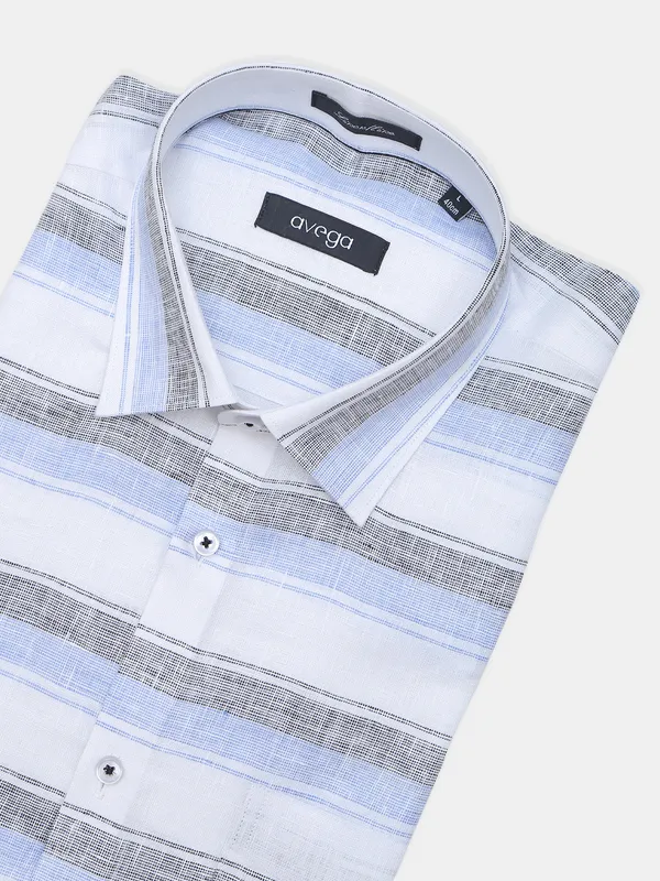 Avega printed white linen formal wear shirt