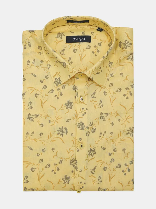 Avega printed yellow color cotton shirt