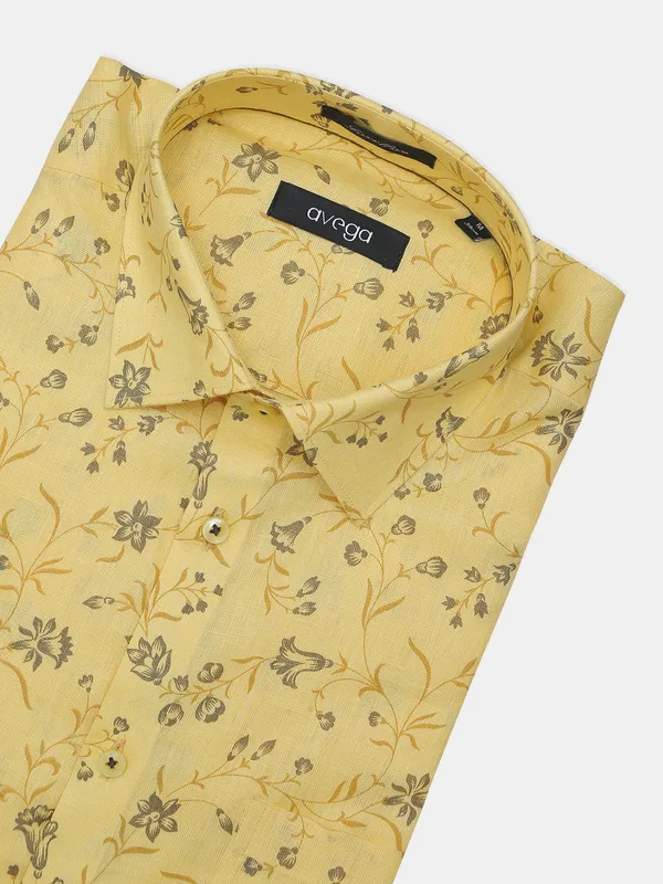 Avega printed yellow color cotton shirt