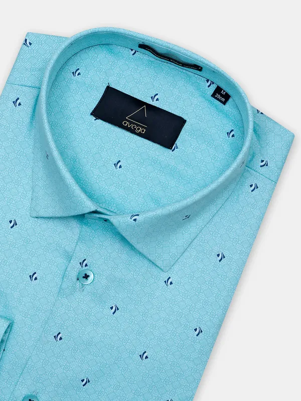 Avega sea green cotton party wear shirt