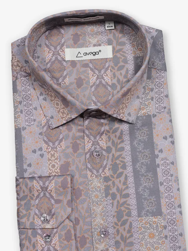 AVEGA silver cotton partywear shirt for men