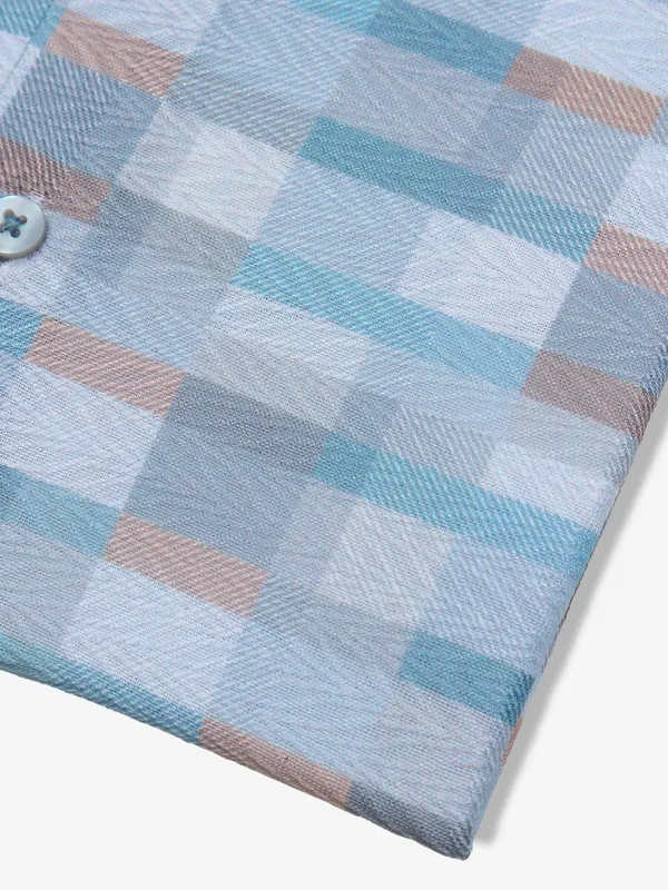 Avega sky blue cotton checks shirt