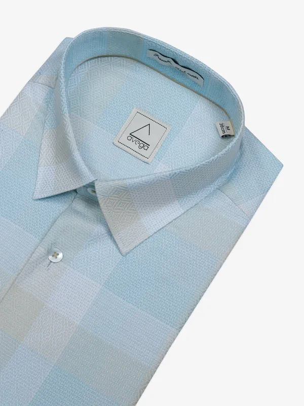 Avega sky blue cotton texture shirt