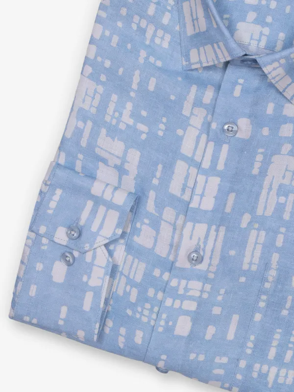 AVEGA sky blue printed cotton shirt for men