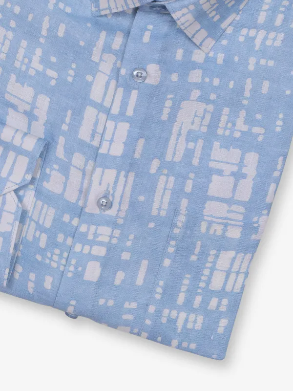 AVEGA sky blue printed cotton shirt for men