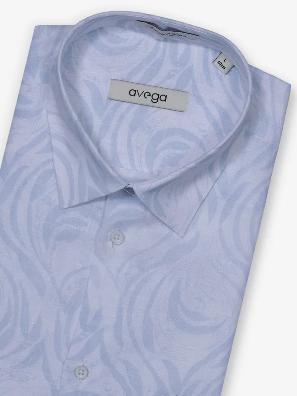 AVEGA sky blue printed shirt in linen