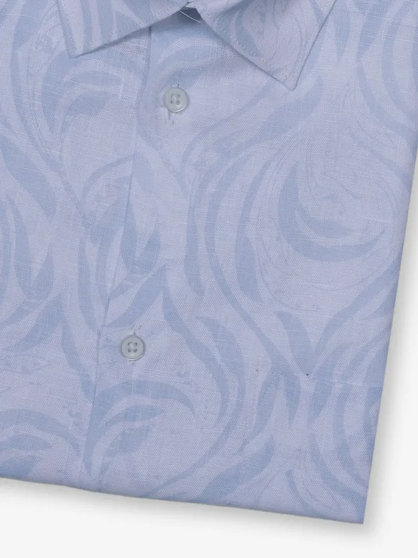 AVEGA sky blue printed shirt in linen