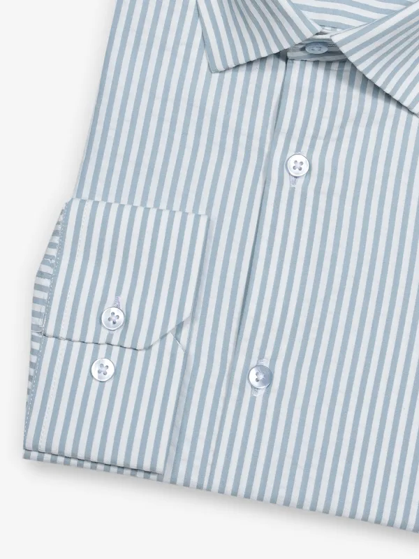 AVEGA sky blue striped cotton partywear shirt