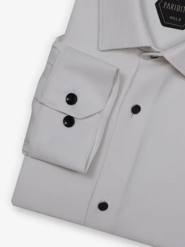 AVEGA slim fit white cotton party shirt
