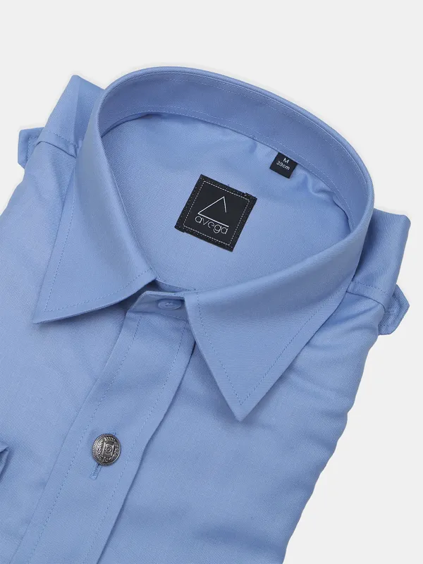 Avega soild blue color formal cotton shirt