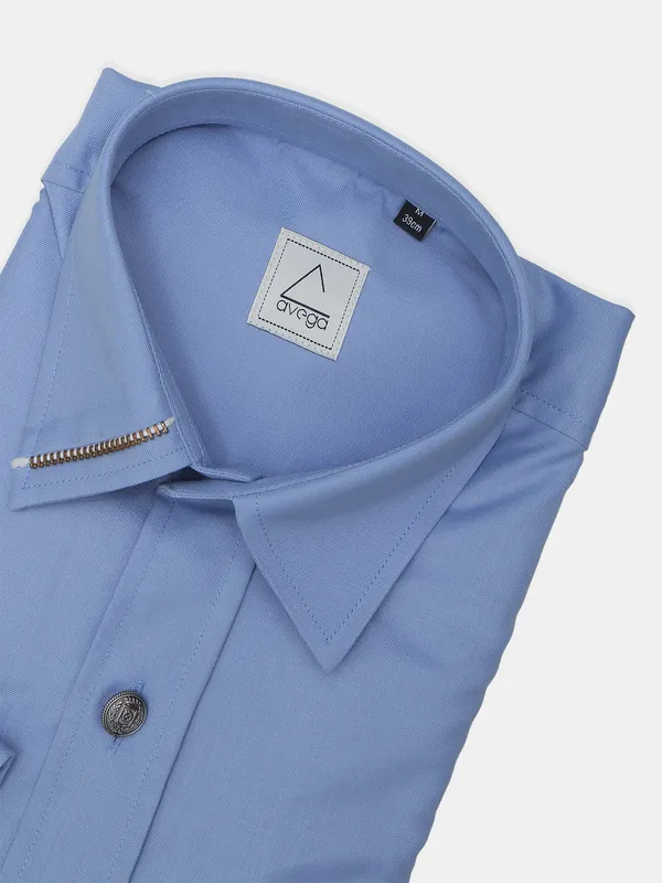 Avega solid blue cotton formal shirt