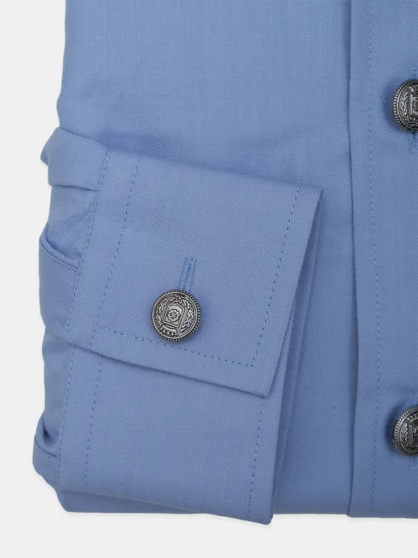 Avega solid blue cotton formal shirt