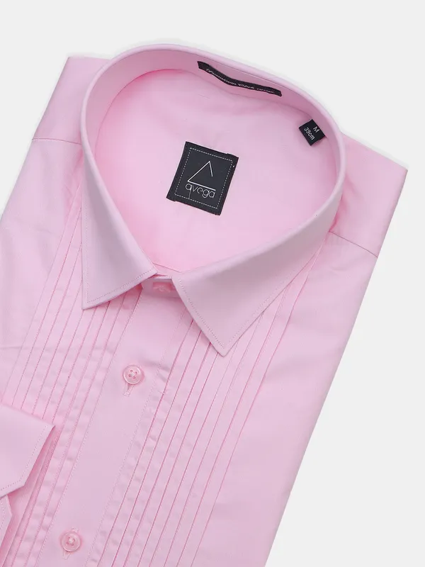 Avega solid pink cotton formal shirt for mens