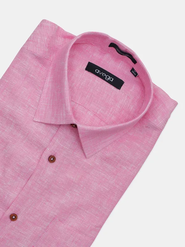 Avega solid pink linen formal shirt for men