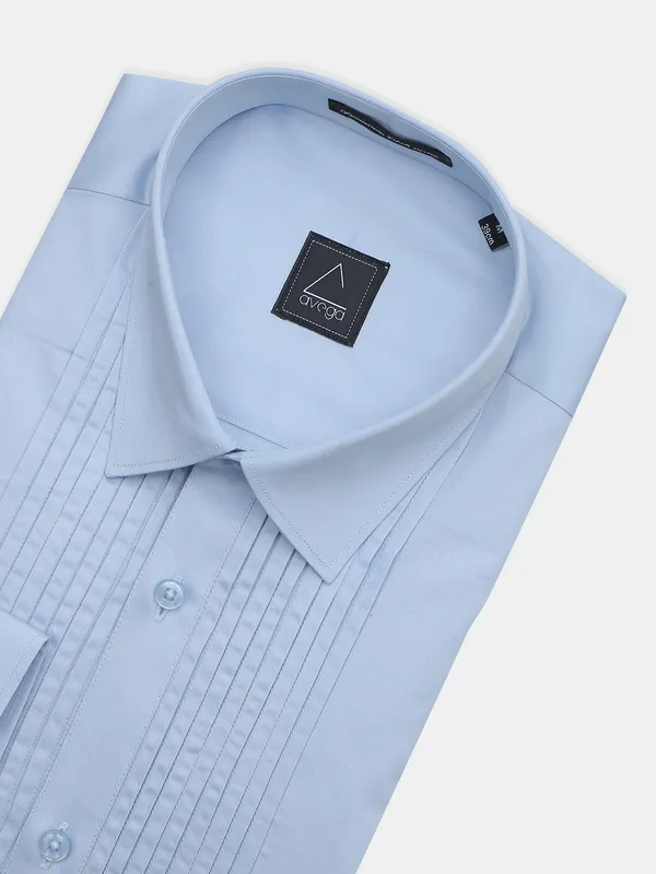 Avega solid sky blue pattern cotton shirt