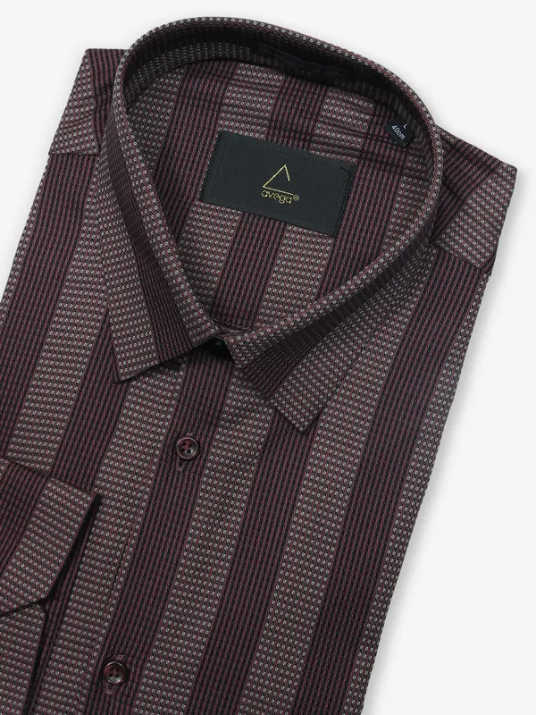 AVEGA stripe brown cotton shirt