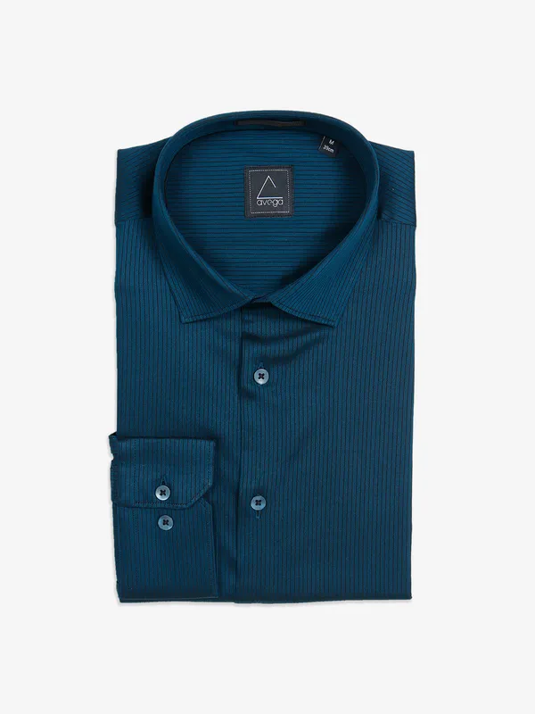 Avega stripe cotton blue shirt