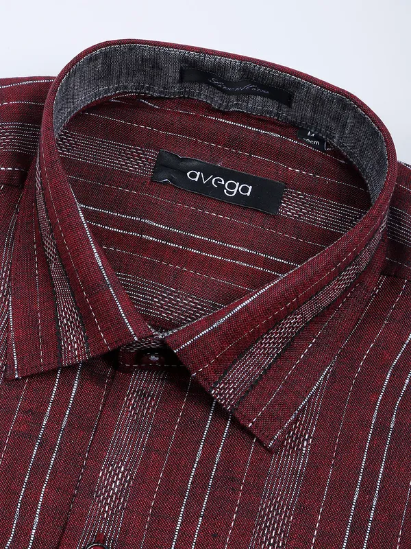 Avega stripe maroon color mens shirt