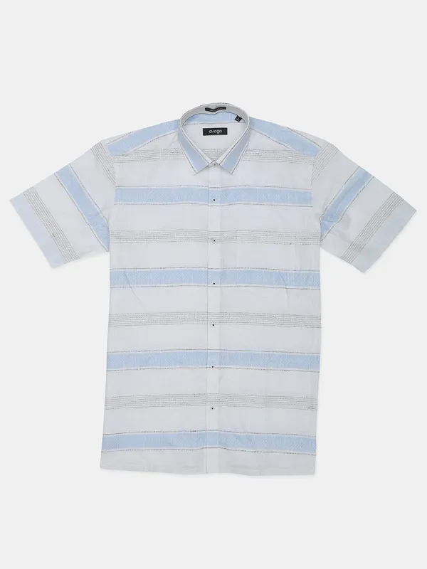 Avega stripe off white linen shirt for mens