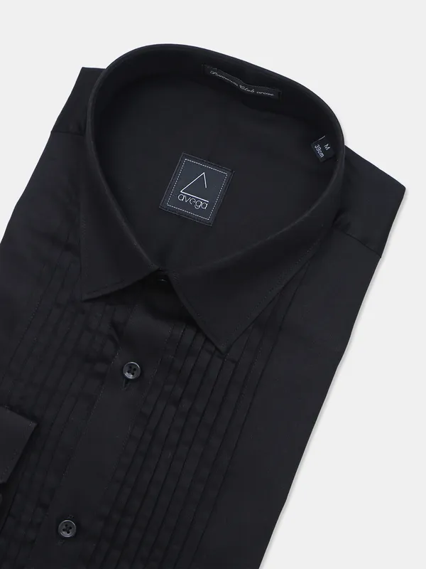 Avega stripe style black slim fit cotton shirt