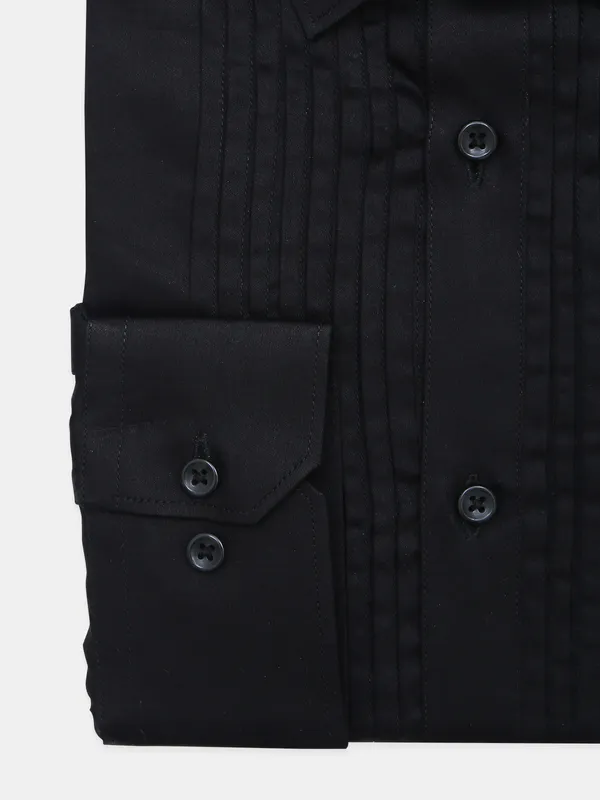 Avega stripe style black slim fit cotton shirt