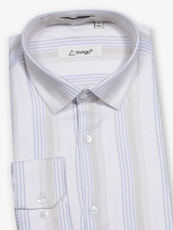 AVEGA striped white cotton partywear shirt