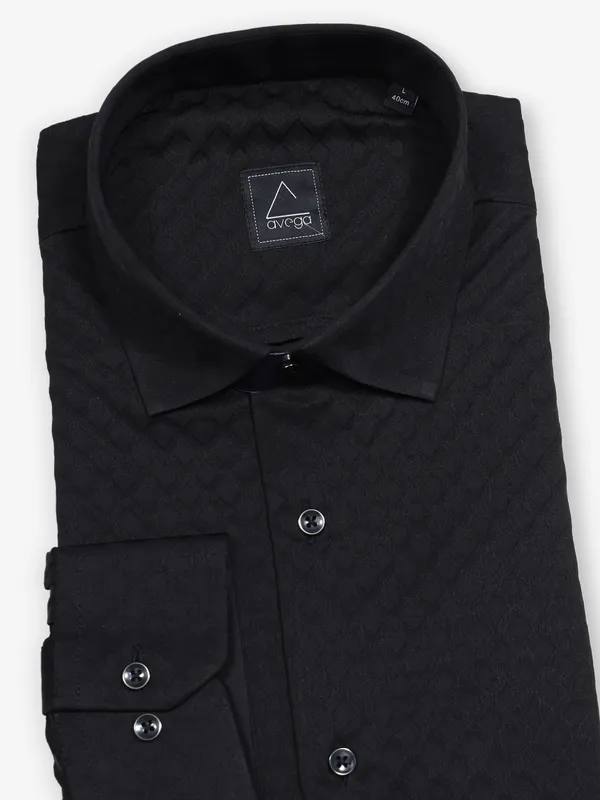AVEGA textured black partywear shirt