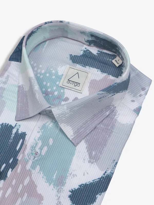 Avega white and blue printed shirt