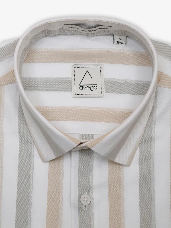 Avega white and peach stripe shirt