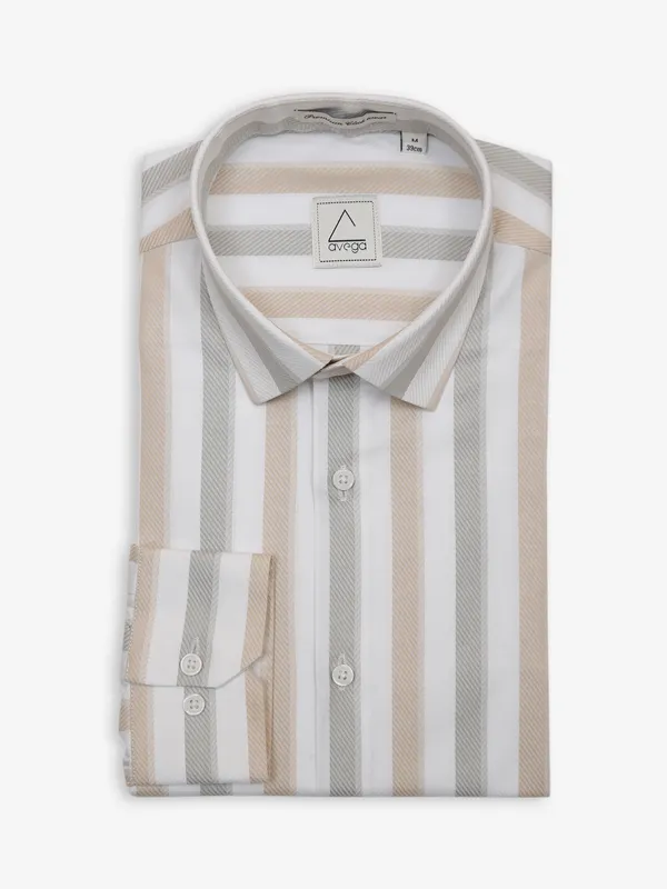Avega white and peach stripe shirt
