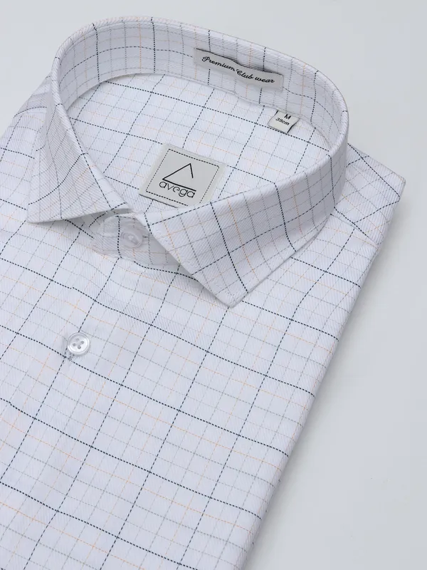Avega white checks pattern shirt