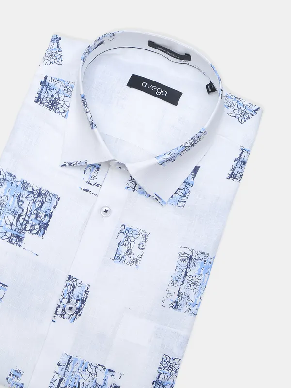 Avega white color printed linen shirt
