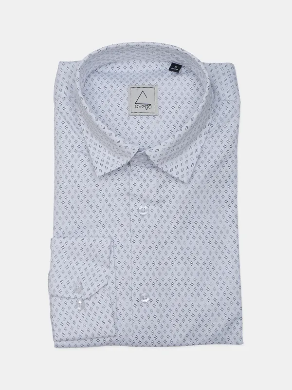 Avega white cotton printed shirt for party