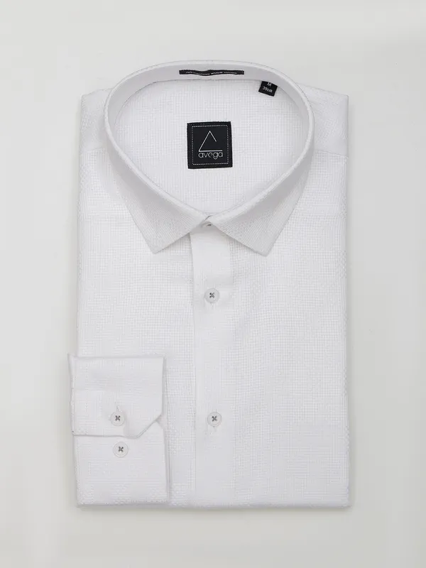 Avega white plain cotton formal shirt