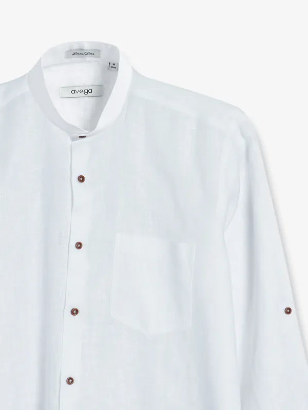 Avega white plain linen shirt