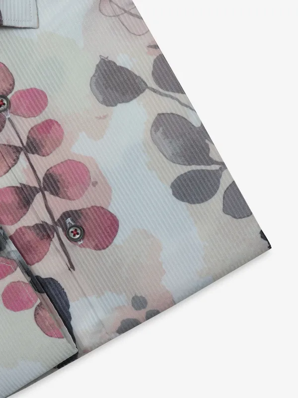 AVEGA white printed cotton shirt