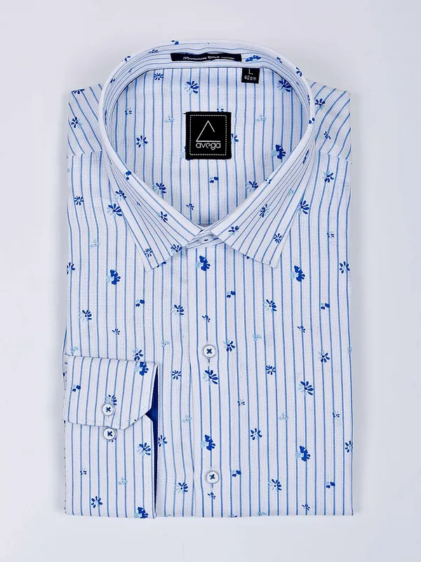 Avega white stripe pattern formal shirt