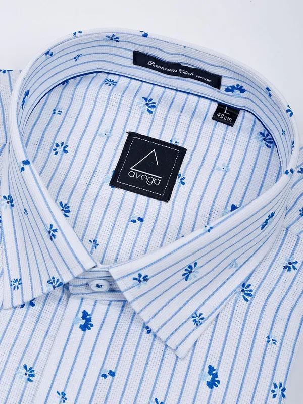Avega white stripe pattern formal shirt