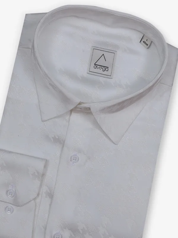 AVEGA white texture cotton silk shirt